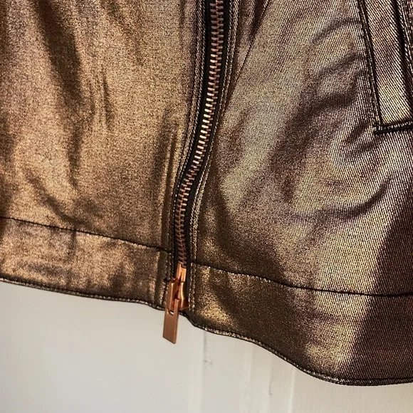 NWT Seven for all Mankind Gold Metallic Jean Motorcycle Jacket - Picture 5 of 9